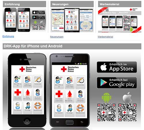 Rotkreuz-App und Mobile-App-Webseiten Projekt